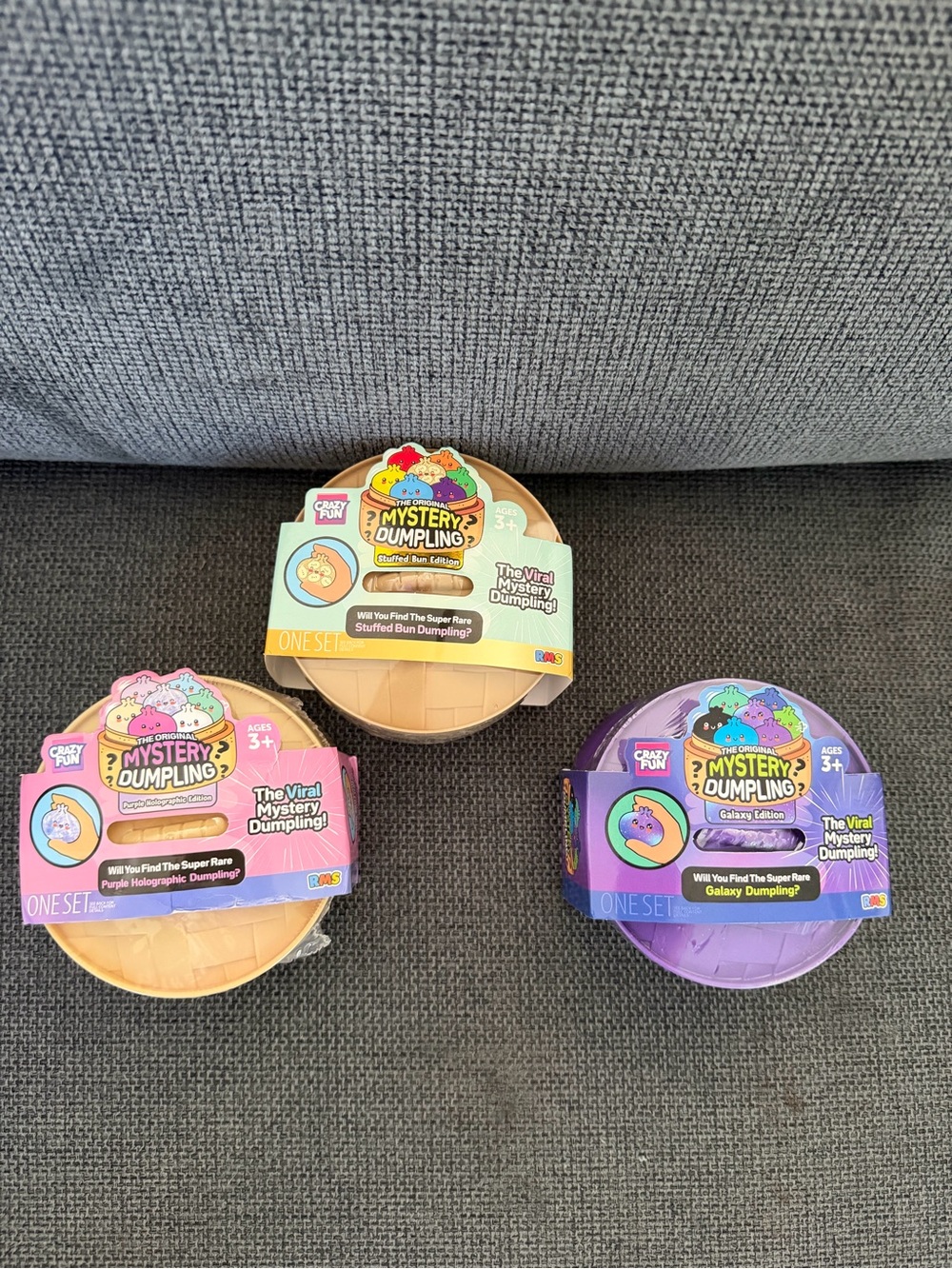 Mystery Dumpling Bundle of 3 Galaxy, Purple Holographic & Stuffed Bun